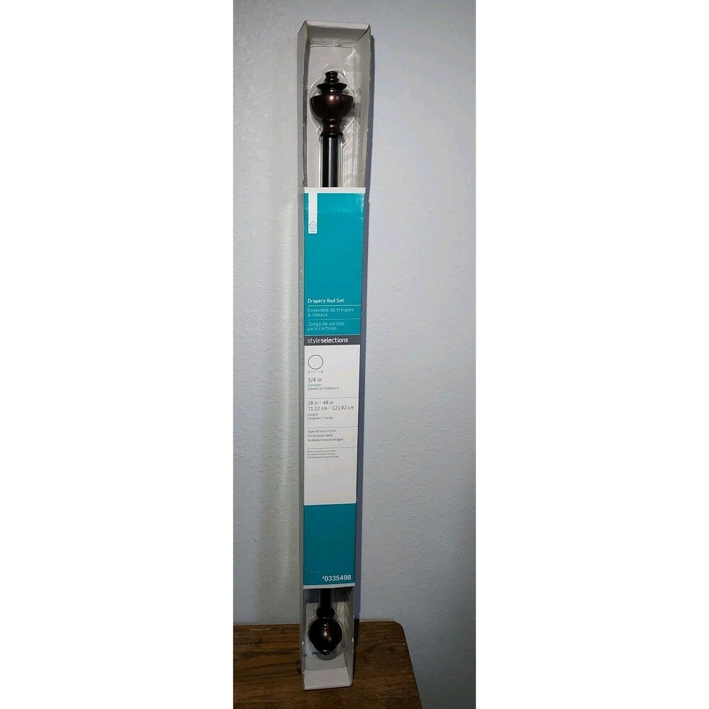 HOME Style Selections 28" x 48" Drapery Rod Set Aged Bronze Finish #0335498 NEW